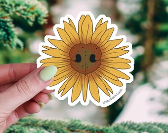 Sunflower Dog Nose Sticker, Waterproof Vinyl Decal, Puppy Snout Accessory