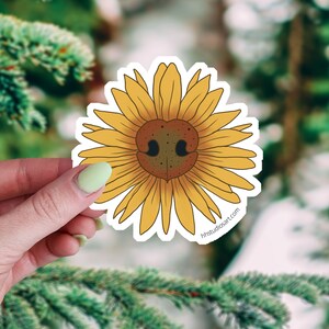 Sonnenblumen Hund Nase Aufkleber, Wasserdichter Laptop und Wasserflasche Aufkleber, Niedlicher Cartoon Welpe Snoot Aufkleber, Haustier Liebhaber Hund Mutter Geschenk