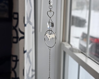 Dachshund Sun Catcher, Hanging Crystal Prism, Rainbow Bridge Pet Memorial Keepsake