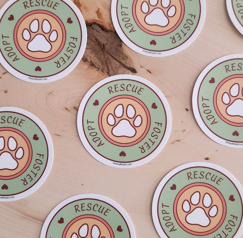 Adopt Paw Sticker, Waterproof Vinyl Car Decal, Rescue Dog Accessory ...