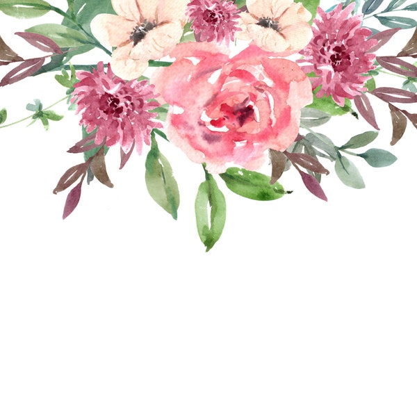 Floral watercolor border printable