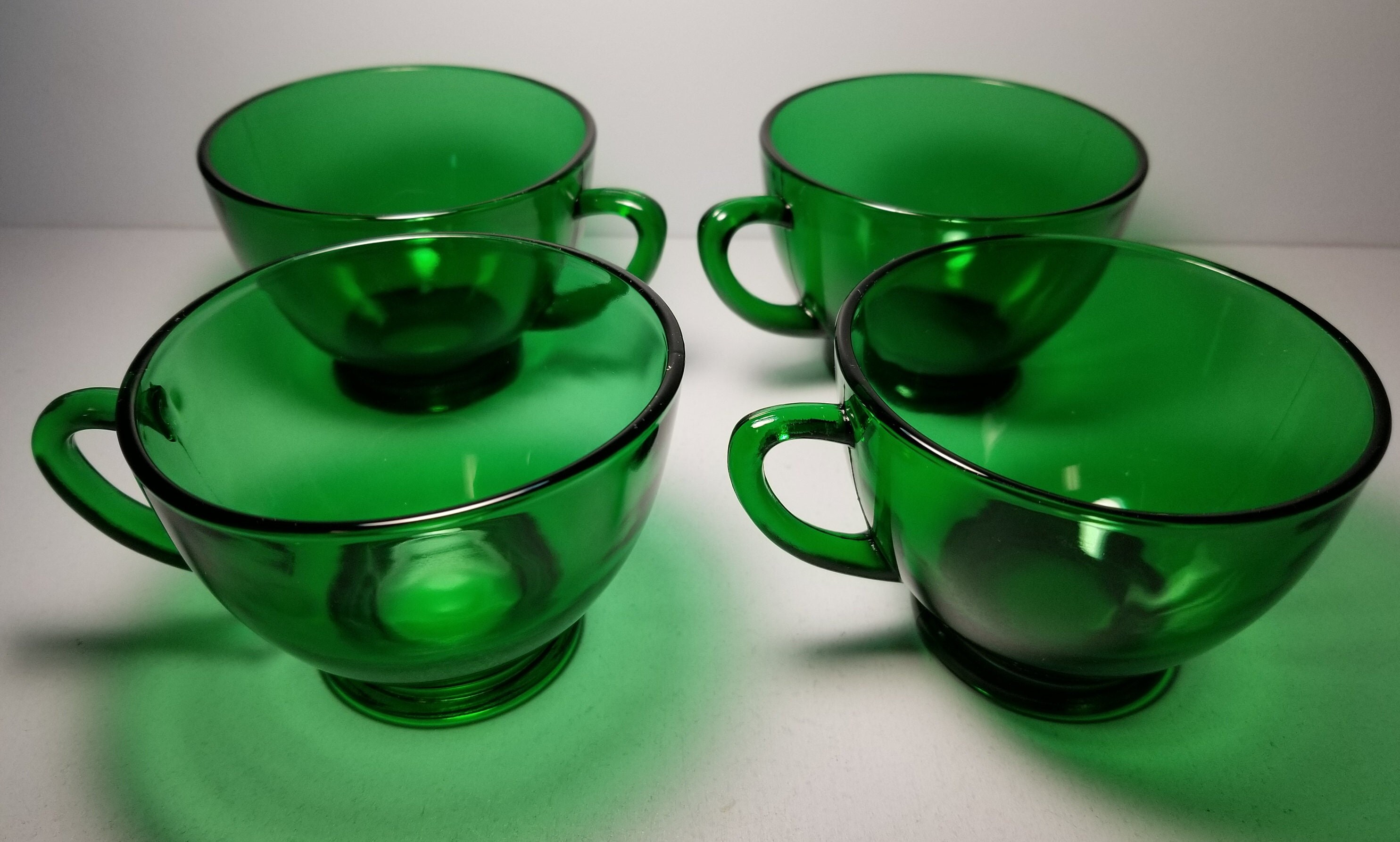 Forest Green Anchor Hocking Glass Punch Cups Set of 4 Cups - Etsy