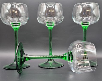Rhine wine Stemware - Cristal D' Arques -Durand Emerald - Set of 4 glasses