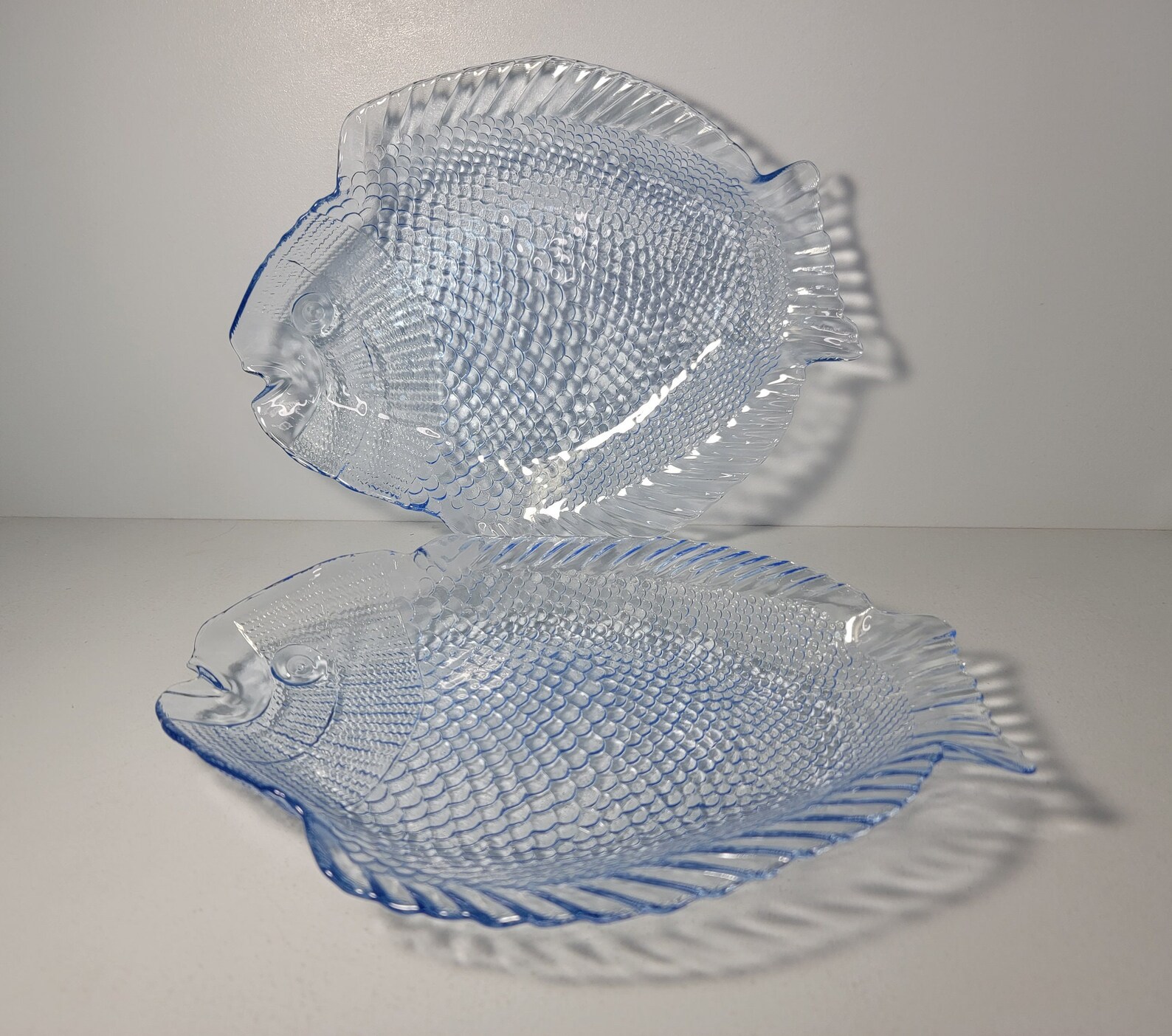 Pasabahce Marine Blue Glass Fish Plates Set of 2 Etsy