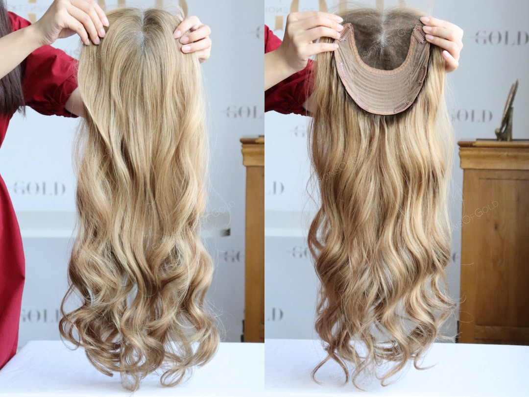 Luxury Hair Topper 7x8 HD Lace Top Wefted Base Prestyled 22 Ash Blonde