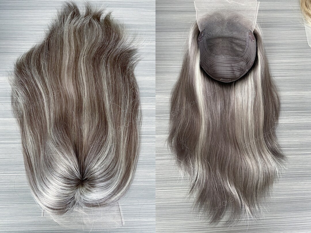 Luxury Hair Topper 9x9 HD Lace Top Wefted Base Prestyled 14 Ash Brown