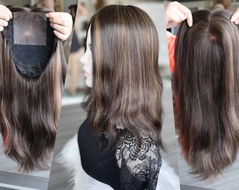 12&quot; Dark Brown Dimensional Hair Topper Large Volume 9x10&quot; Mono Top Open Wefts Base 130% Density Premium Real Human Hair Topper In Stock