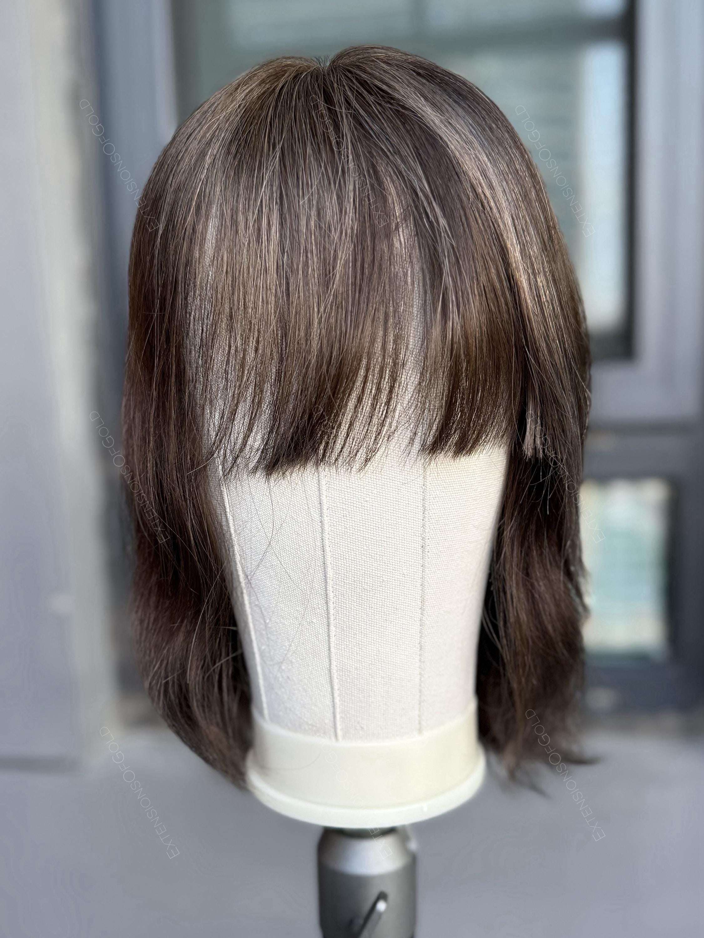 Silk Base Human Hair Topper with Bangs for Thinning Hair 5.1x2.8 Inches Silk Base Bangs - Etsy main image 2
