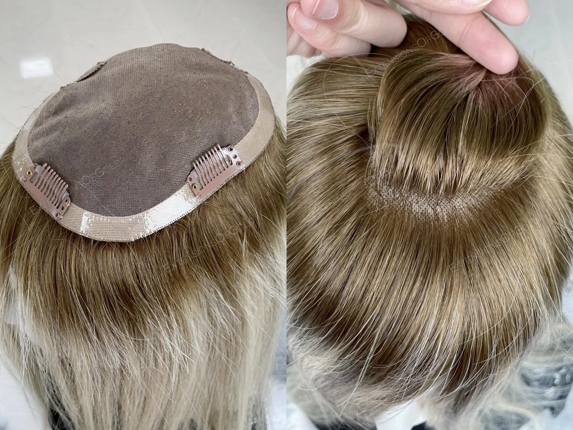 5x6 Mono Base Clip-In Hairpiece 16in Virgin Human Hair Topper Human Hair Extensions | Toppers | 5x6 main image 4