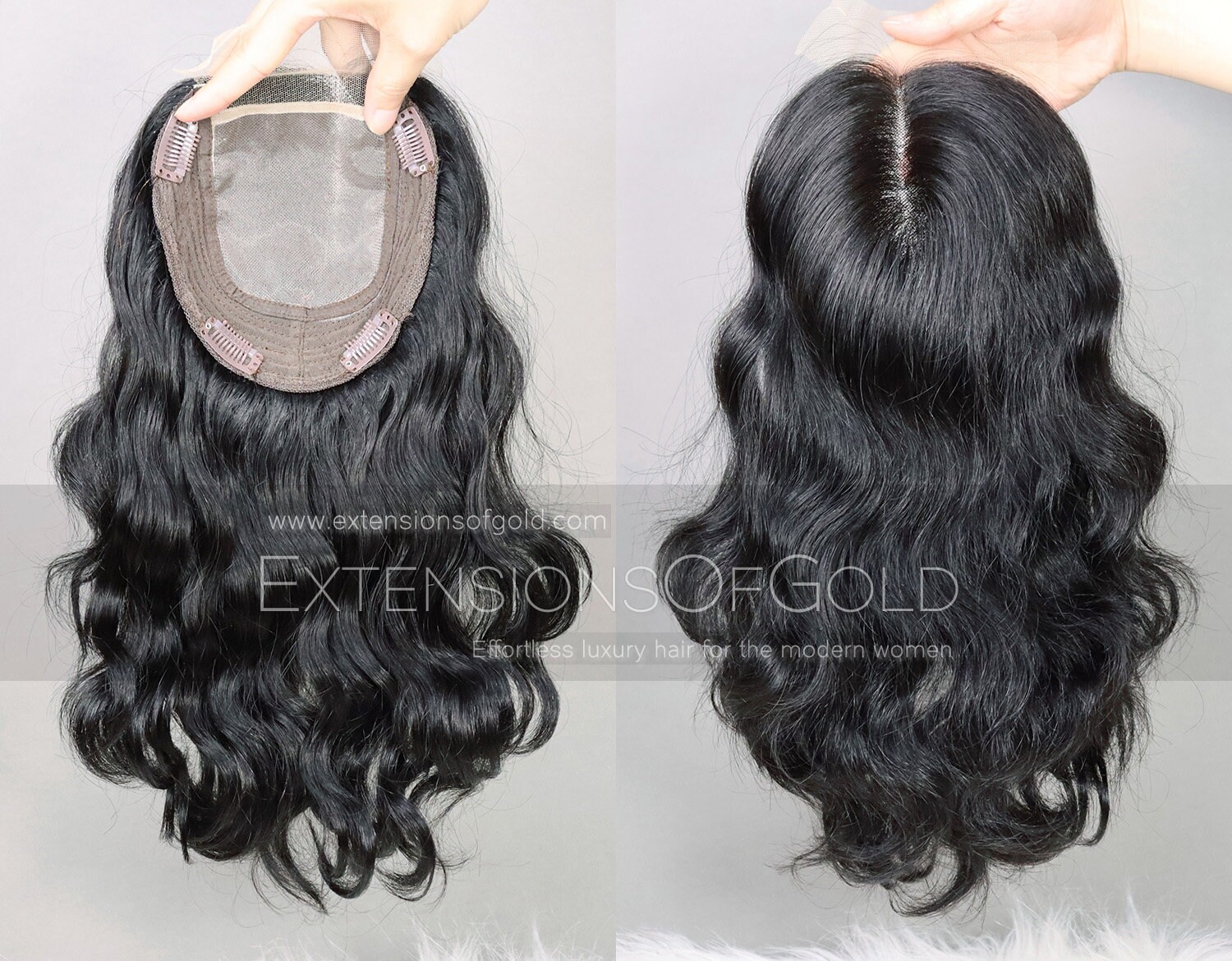 Sleek Soft Black Wave European Remy Human Hair Topper 6x6 Mono Top
