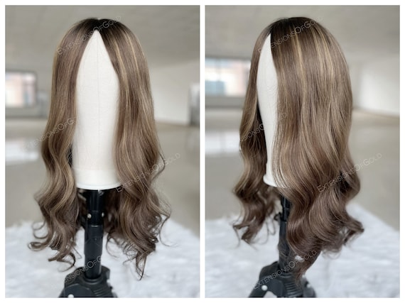 Human Hair Topper with Bangs 8x9 Inch Base for Hair Loss Coverage Hazel Silk Top Human Hair Topper | Warm Brown with Natural  main image 2