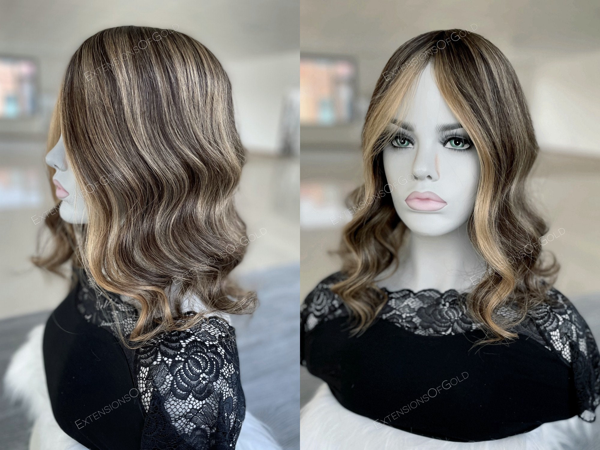 Luxury Hair Topper 6x8 Fine Mono Base Topper Prestyled 14 Highlights