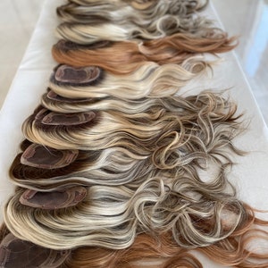 Hair Toppers 3x5&quot; Mono-filament Base Light Volume Popular Hair Colors Heavy Density 16&quot; Premium Real Human Hair Clip In Toppers Free Parting