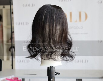 14 Light Volume Real Human Hair Topper 2.4x3.5 Silk Base Topper Pre-styled Natural Black 120% Density Premium Human Hair Topper - Etsy