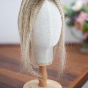 16&quot; Ash Brown Blonde Hair Topper 3x6&quot; Fine Mono Base Free Parting 130% Density Premium Real Human Hair Topper For Thinning Hair Loss