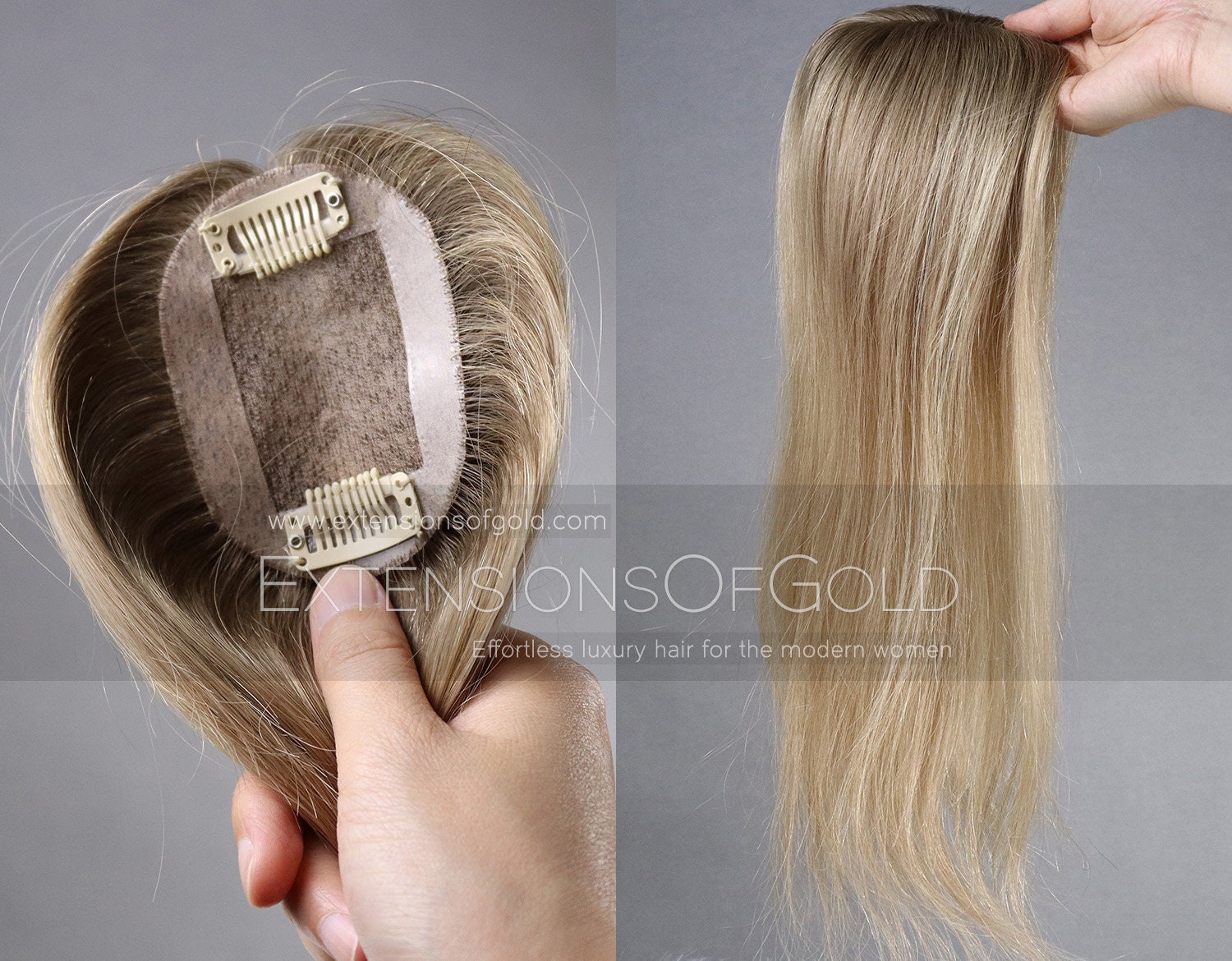 Rooted Ash Blonde Highlights European Human Hair Topper Etsy