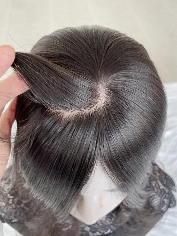 Silk Base Hair Topper, Natural Black, 5x5 display picture 2