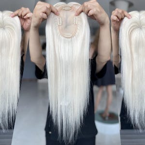 Puede incluir: Un postizo de pelo blanco con clips para sujetarlo al cabello. El postizo está hecho de cabello humano y tiene un aspecto natural.