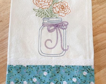 Kitchen Tea Towel With Marigolds