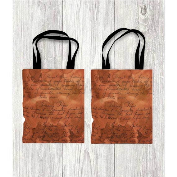 Vintage Script Orange Aop Tote Bag Birthday Present Emo Etsy