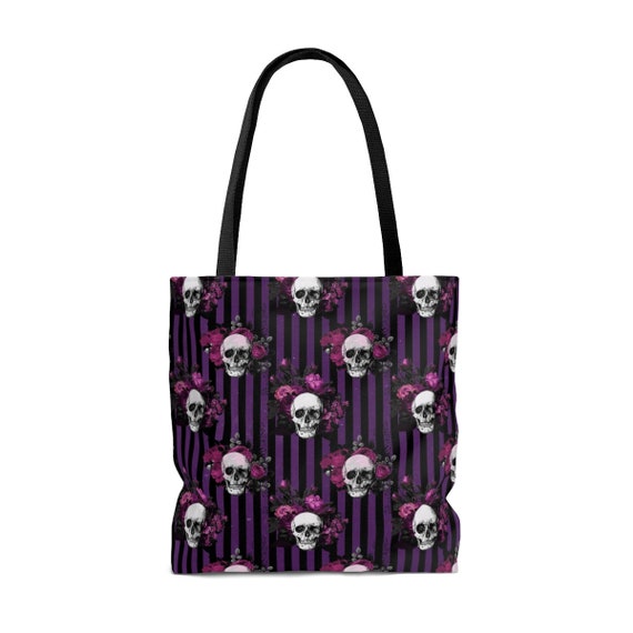 Purple Skulls Aop Tote Bag Birthday Present Emo Inspired Etsy
