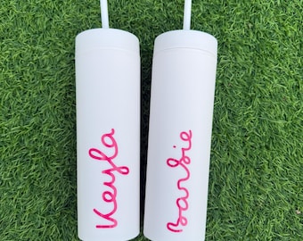Vaso personalizado con nombre y pajita / Taza para vacaciones de verano / Botella de agua personalizada de moda / Taza para villa inspirada en un popular programa de televisión de verano
