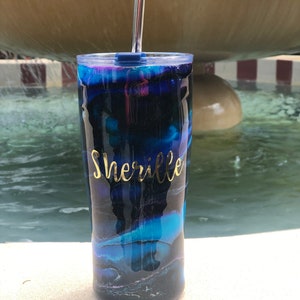 Marble|Alcohol ink|tumbler|customize|epoxy finish