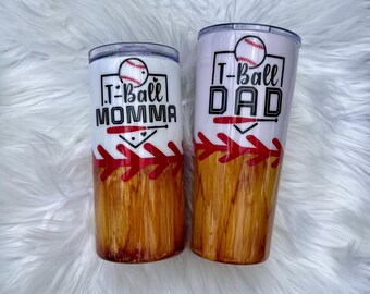 T-Ball Mom/Dad Tumbler: Personalized Baseball Family Cup