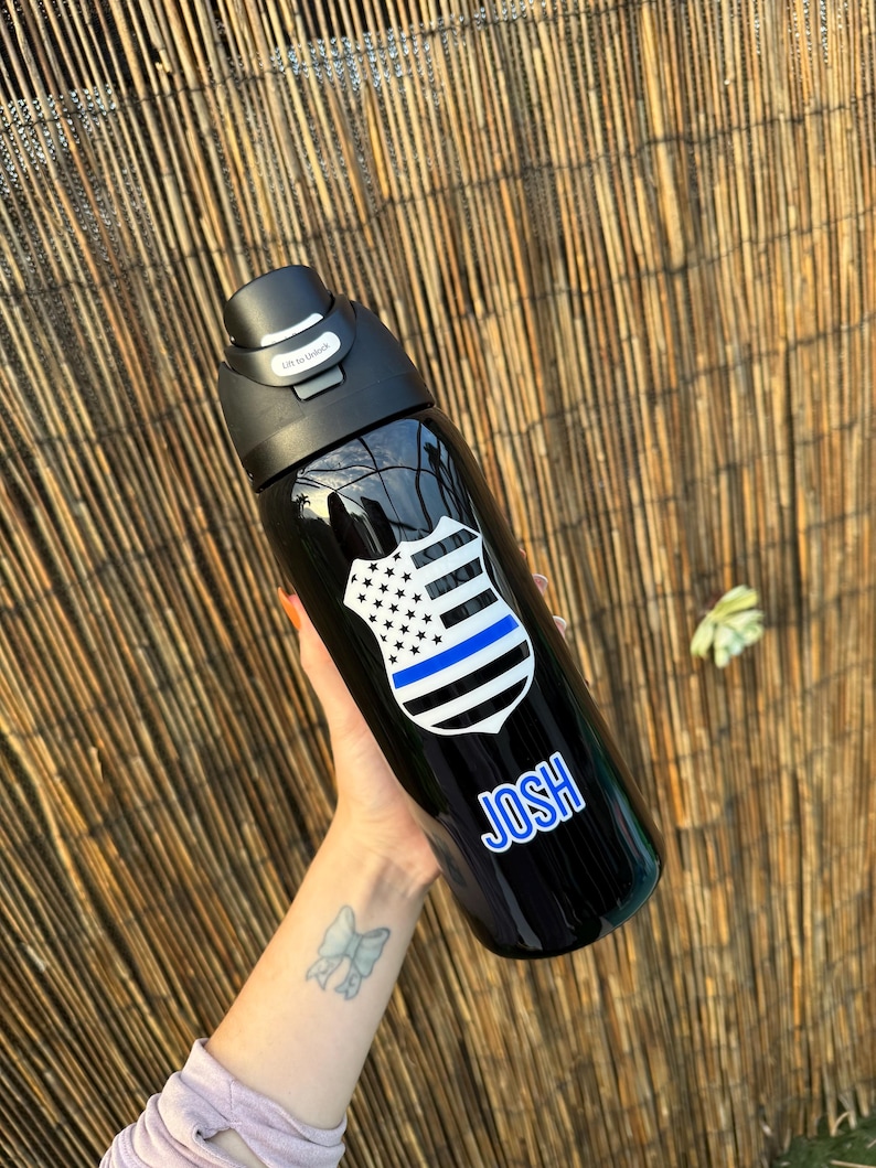 Personalized Police Tumbler Back the Blue- Law Enforcement Cup Owala water bottle, Coffe Mugs-Custom gift image 3