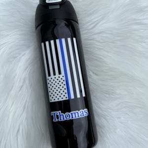 Personalized Police Tumbler Back the Blue- Law Enforcement Cup Owala water bottle, Coffe Mugs-Custom gift image 2