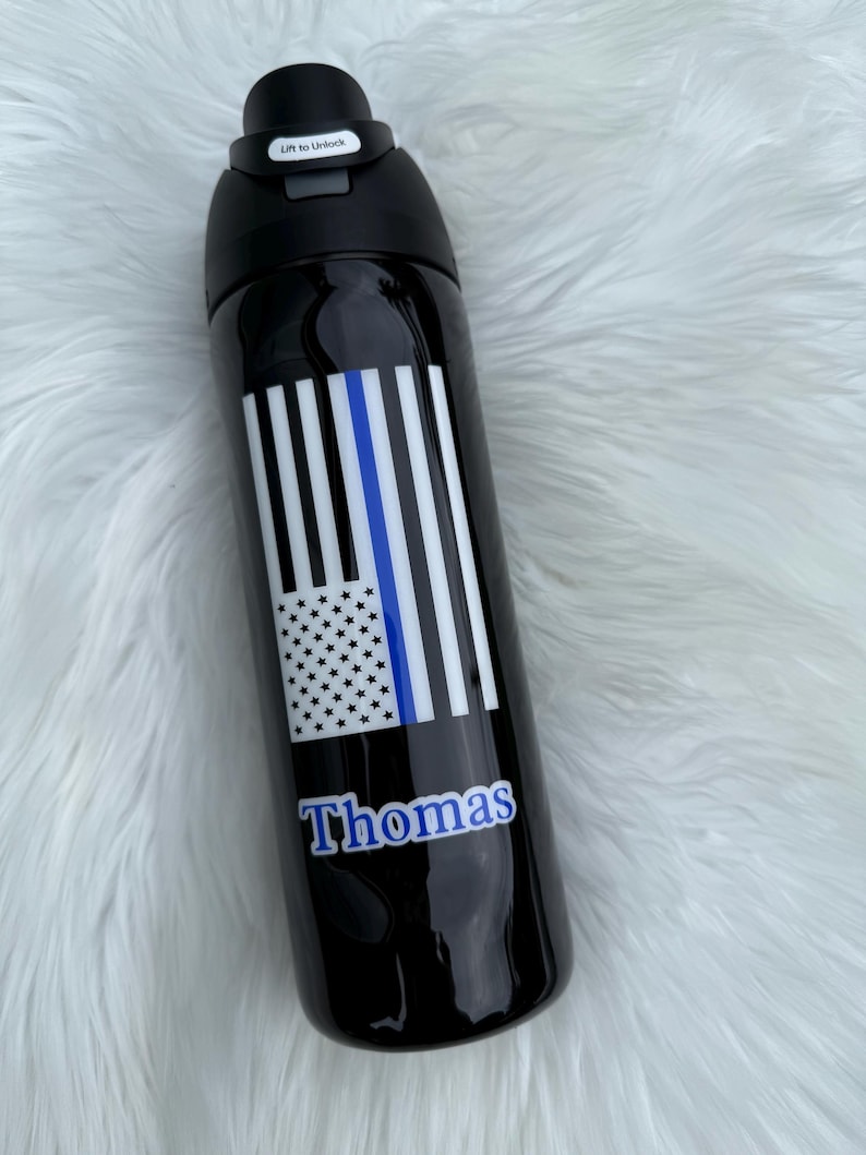 Personalized Police Tumbler Back the Blue- Law Enforcement Cup Owala water bottle, Coffe Mugs-Custom gift image 2