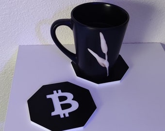 Coasters impresos en 3D temáticos de Bitcoin