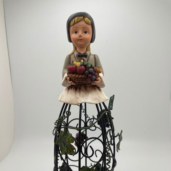 Pilgrim Holiday Basket of Plenty Lady Figurine