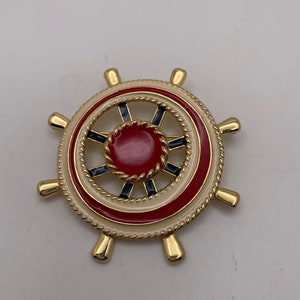 Vintage Detroit Red Wings Lapel Pin Ships Wheel