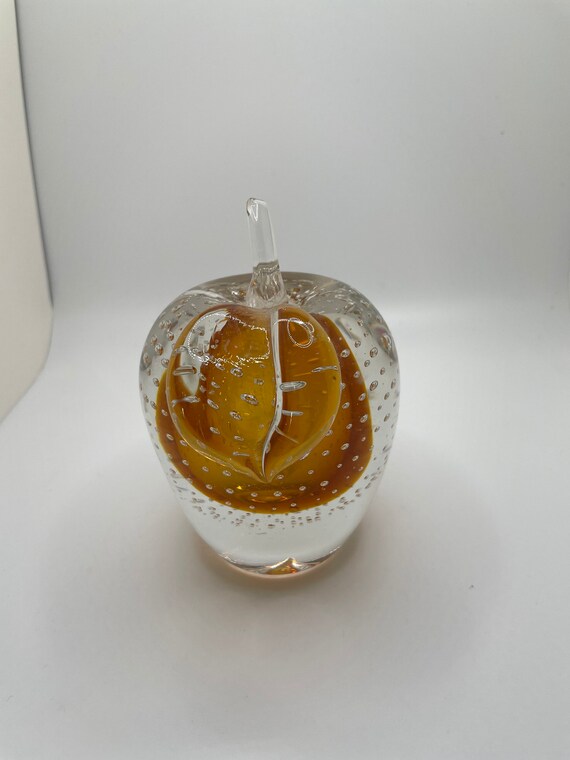Clear and Amber Pear Art Glass Art & Collectibles Glass Art etna.com.pe
