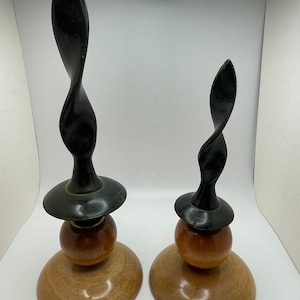 Vintage Black Metal Sculptural Candlesticks (Holders not included)