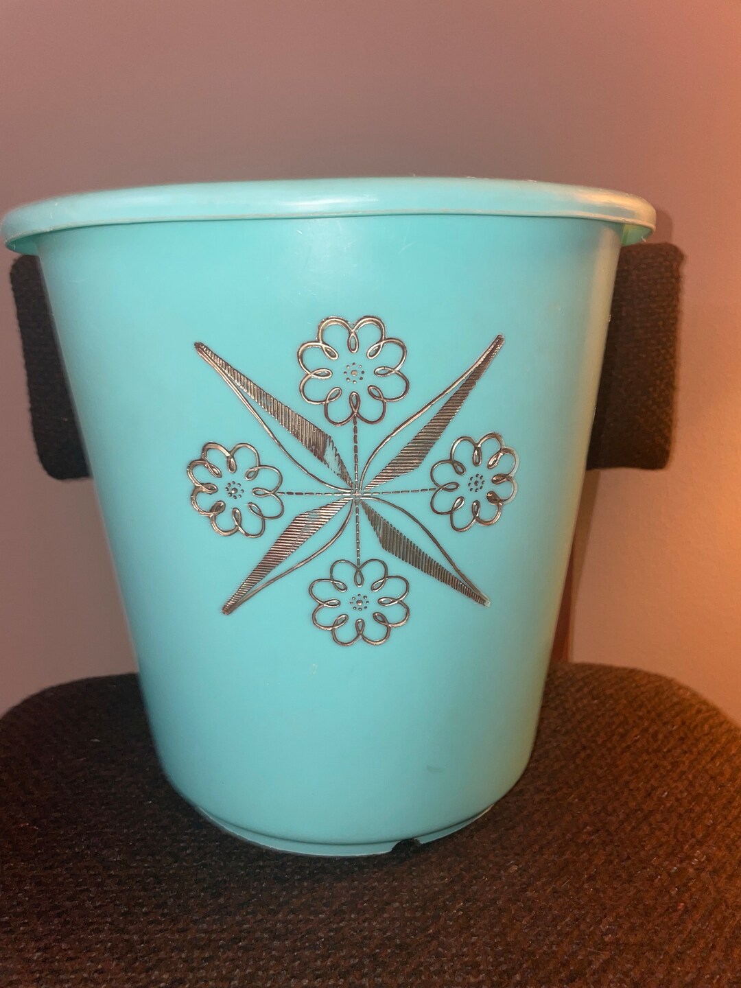 MCM Vintage Turquoise Trash Can Etsy
