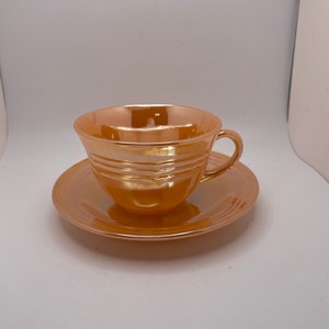 Vintage Fire King  Peach Lustre Ware Cup and Saucer Set