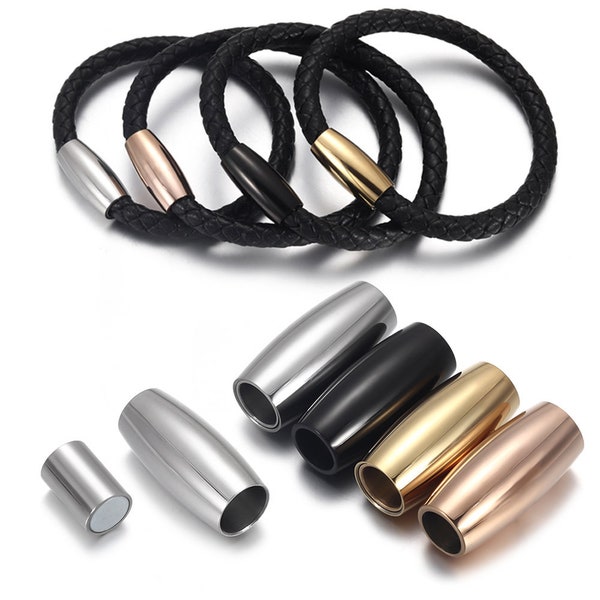5Claps / Lot 316L Fermoirs magnétiques en acier inoxydable pour la fabrication de bracelets en cuir, la fabrication de colliers, accessoires de fabrication de bijoux DIY, fermeture 3-6mm