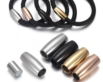 5Claps/Lot 316L Stainless Steel Magnetic Clasps for Leather Bracelet Making, Necklace Making, DIY Jewelry Making Accessories, 3-6mm Closure