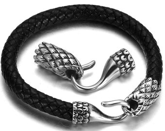 316L Edelstahl Vintage Hakenverschlüsse, Loch 6mm 8mm Verbinder für Lederarmband Herstellung, Schmuckherstellung DIY Verbindungsteil Zubehör