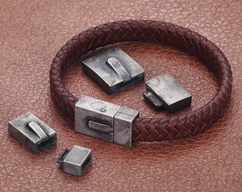 Chiusura a baionetta in acciaio inossidabile vintage per bracciale in pelle, chiusura a pressione per chiusure fai-da-te gioielli che producono componenti di forniture fai-da-te