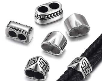 5pcs gemusterte Edelstahl Doppelloch Perlen, Spacer Charms für Positionierung, 5mm und 4mm Loch Größe, Armbänder machen Schmuck Zubehör