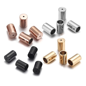 Stainless Steel End Cap Beads for Beaded Bracelets , Gold Rose Gold Plating , Leather Bracelet Jewelry Making Accessories