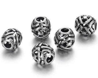 Stainless Steel Beads, Large Hole Beads , 12x12x13mm, 1Pc.