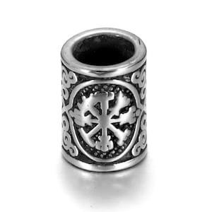 Stainless Steel Viking Beard Bead With Vegvisir, Hair Beads, Jewelry Beads 6mm / 8mm Hole