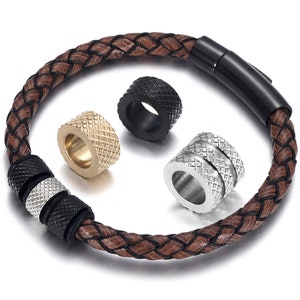 Edelstahl-Zylinderperlen für die 6 mm Lederarmbänder machen, Haar Bart Paracord Lanyards Messer Perlen Zubehör