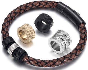 Edelstahl-Zylinderperlen für die 6mm Lederarmbänder machen, Haar Bart Paracord Lanyards Messer Perlen Zubehör