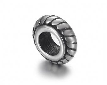 Stainless Steel Spacer Beads, Large Hole Beads , 9x9x4mm, 1Pc.