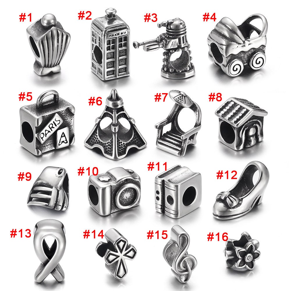 5pcs Stainless Steel Pandora Style Beads for Snake Chain Etsy